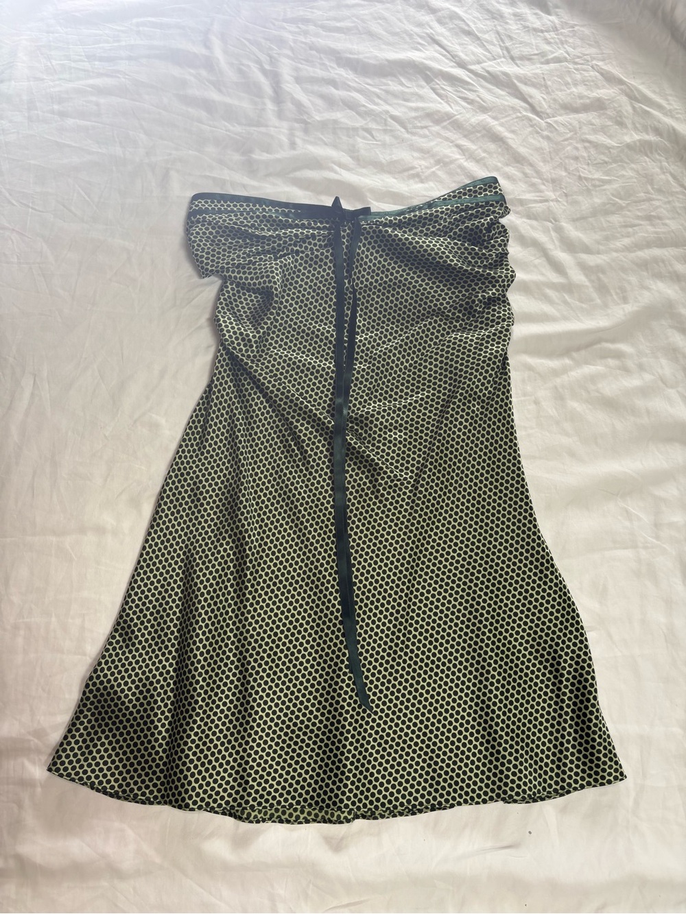 Susana Monaco Green Strapless Polka Dot Dress